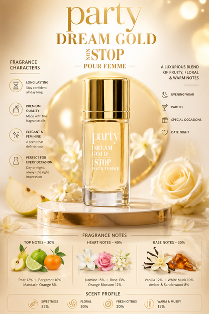 Party Dream Gold Non Stop Pour Femme – Eau De Parfum
